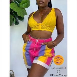 80’s Vintage Multicolored Denim Mom Shorts